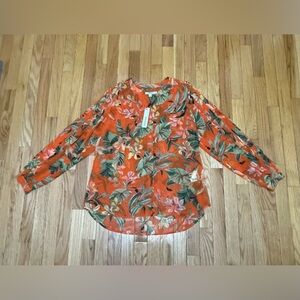 Chico's Orange Floral Print Blouse